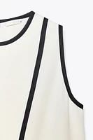 CONTRAST TRIM CREPE TOP