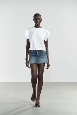 T-SHIRT EFFET DÉLAVÉ À VOLANTS