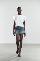 T-SHIRT EFFET DÉLAVÉ À VOLANTS