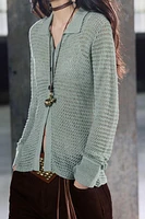 PULL COL POLO EN MAILLE AJOURÉE