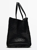 Grand sac satchel tressé en cuir nappa