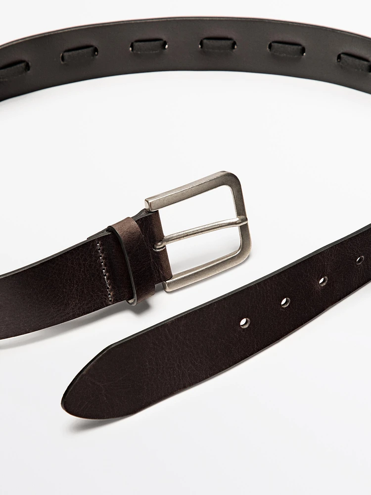 Nappa leather belt with ring details