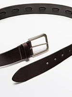 Nappa leather belt with ring details