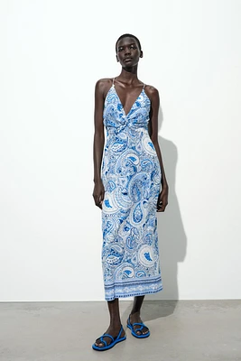 KNOT PRINT MIDI DRESS