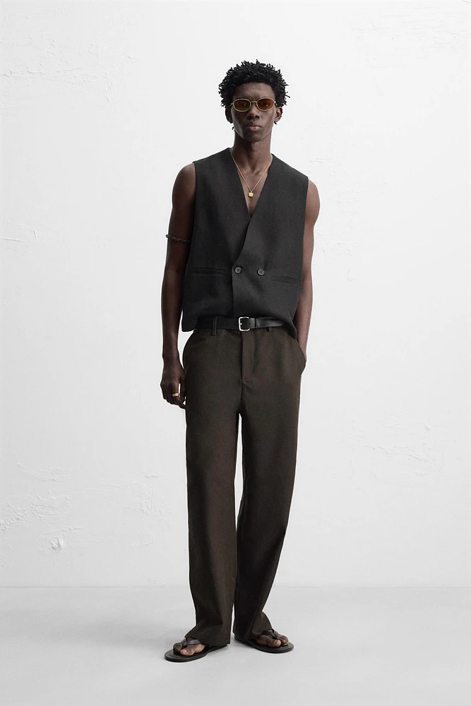GILET CROISÉ 100 % LIN