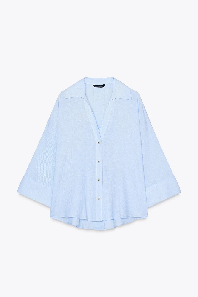 CHEMISE MANCHE LARGE AVEC LIN
