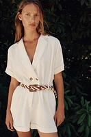 BRAIDED BELT SHORT JUMPSUIT