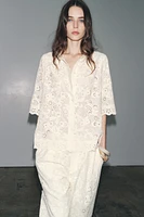ZW COLLECTION EYELET EMBROIDERY SHIRT