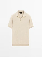 Pull polo contrastant 100 % coton