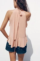 RUFFLED HALTER TOP