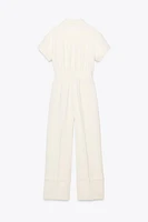 CREPE LONG JUMPSUIT WITH WAIST BUCKLE