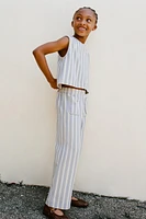 BOW TRIM STRIPED TOP