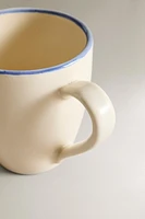 STONEWARE MUG WITH RIM DETAIL