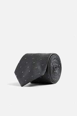 100% SILK POLKA DOT JACQUARD TIE