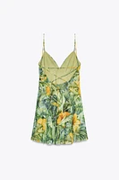 PRINTED TULLE MINI DRESS