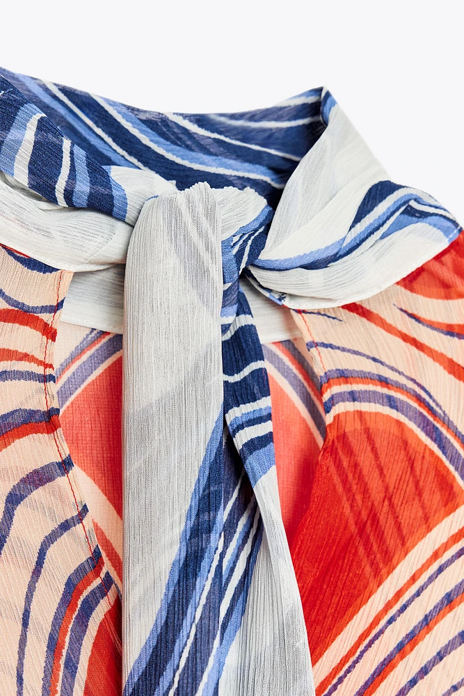 ZW COLLECTION PRINTED BOW SHIRT