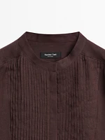 Flowing ramie blend shirt with pintucks