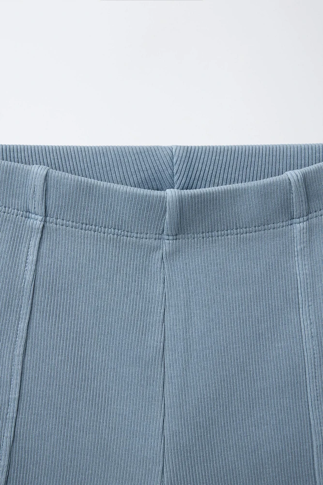 WASHED EFFECT RIBBED BIKE SHORTS