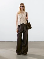 Embellished crochet knit vest
