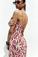 PRINTED RUSTIC LINEN MIDI DRESS