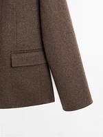 Blazer à col sartorial en laine mélangée
