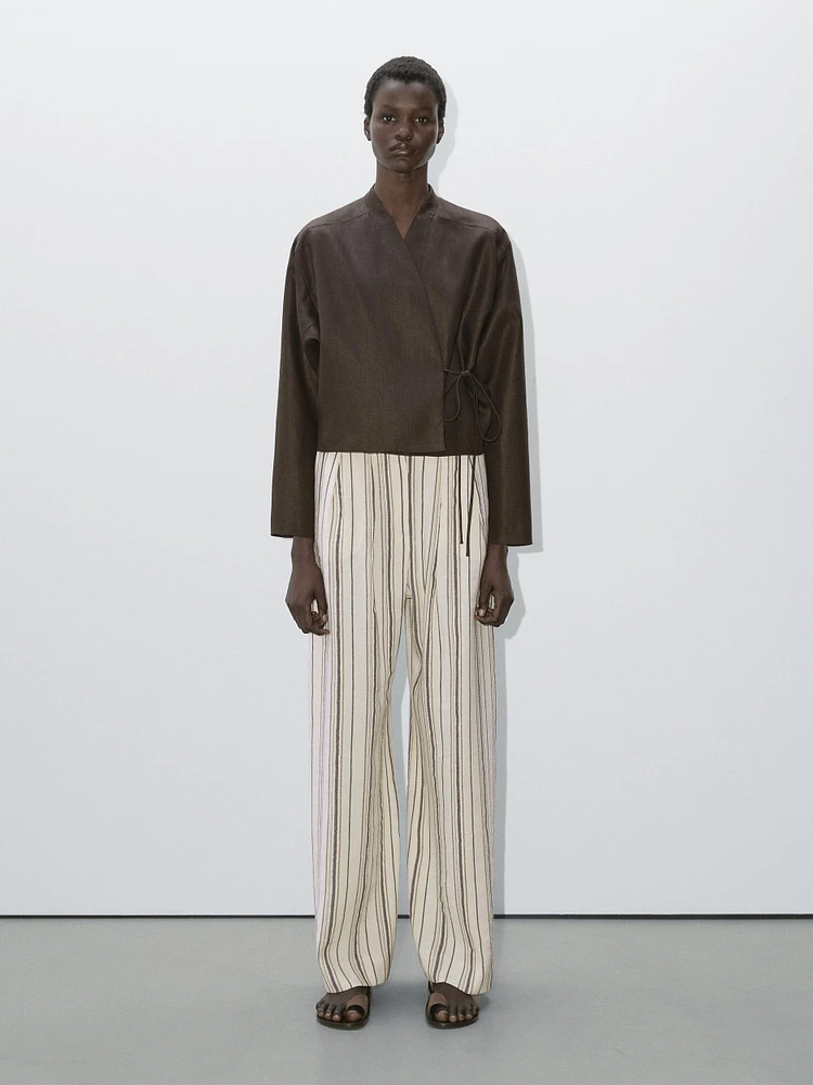 Chemise fluide en lin avec nœud - Studio