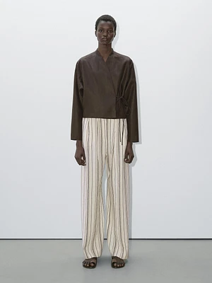 Chemise fluide en lin avec nœud - Studio