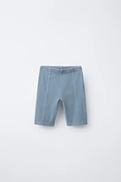 WASHED EFFECT RIBBED BIKE SHORTS