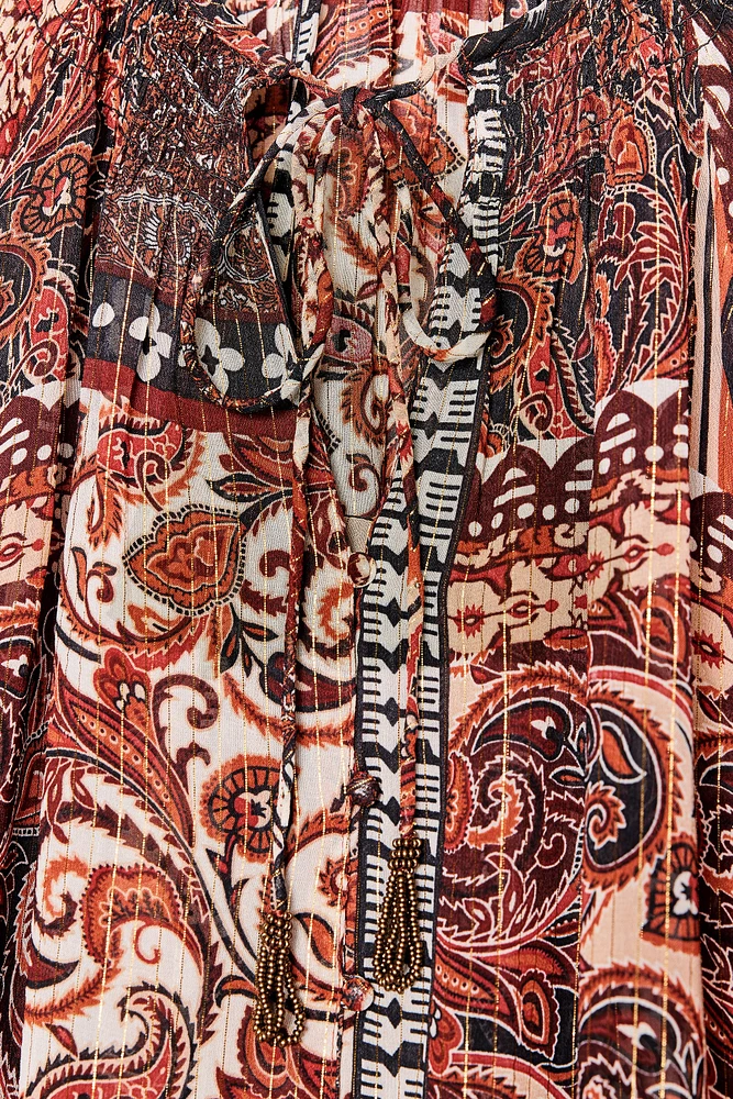 METALLIC THREAD PRINT BLOUSE