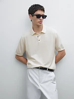 Short sleeve cotton knit polo shirt