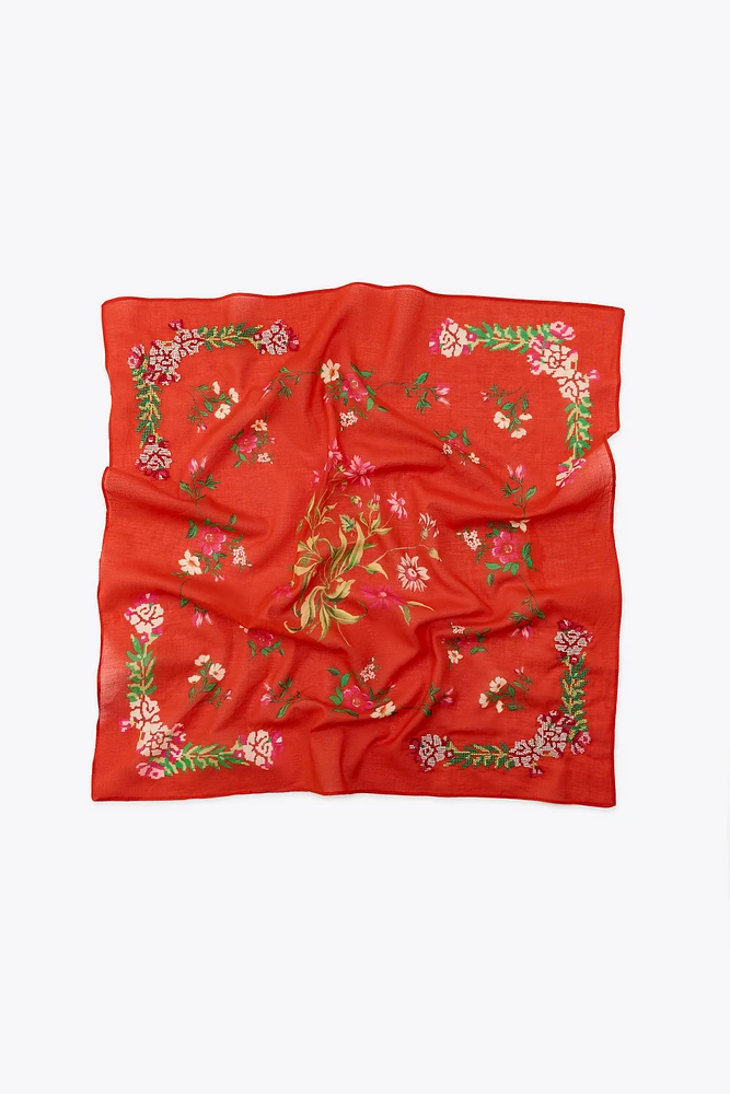 EMBROIDERED COTTON SCARF