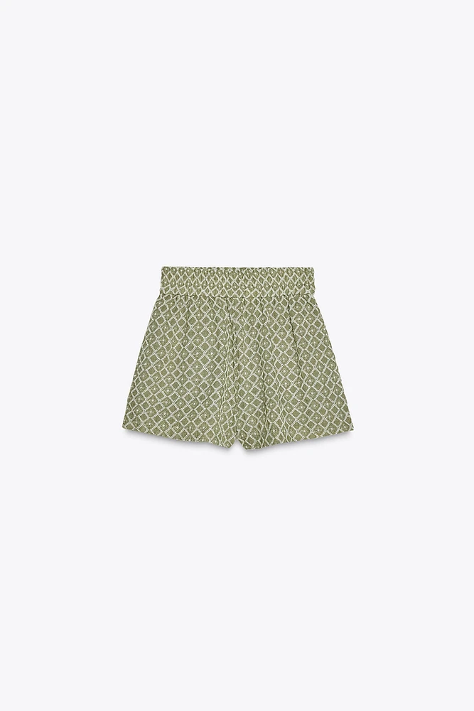 EMBROIDERED PERFORATED SHORTS
