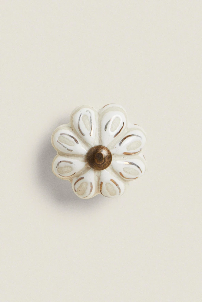 SET OF CERAMIC FLOWER KNOBS (SET OF 2