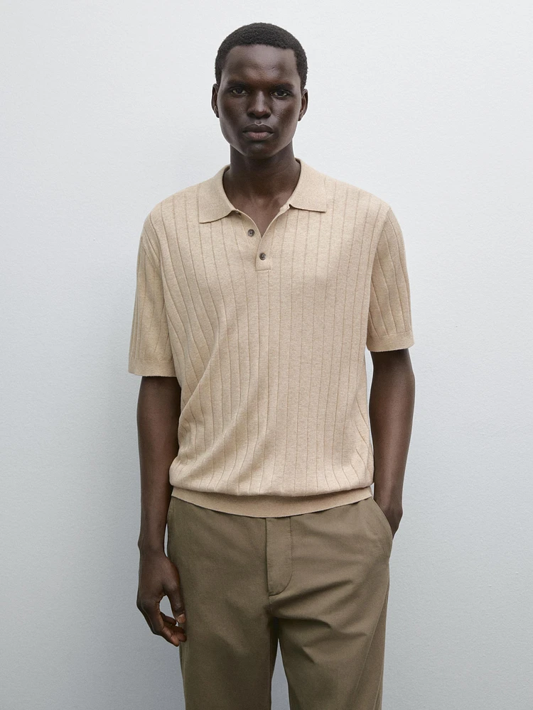 Polo en maille côtelée