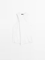 Top en maille de coton à encolure américaine croisée
