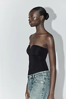 RUCHED POLYAMIDE BANDEAU BODYSUIT
