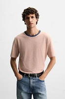 CONTRAST RIB STRIPE T-SHIRT