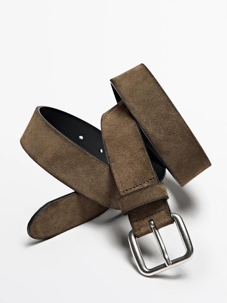 Shaded split suede leather belt