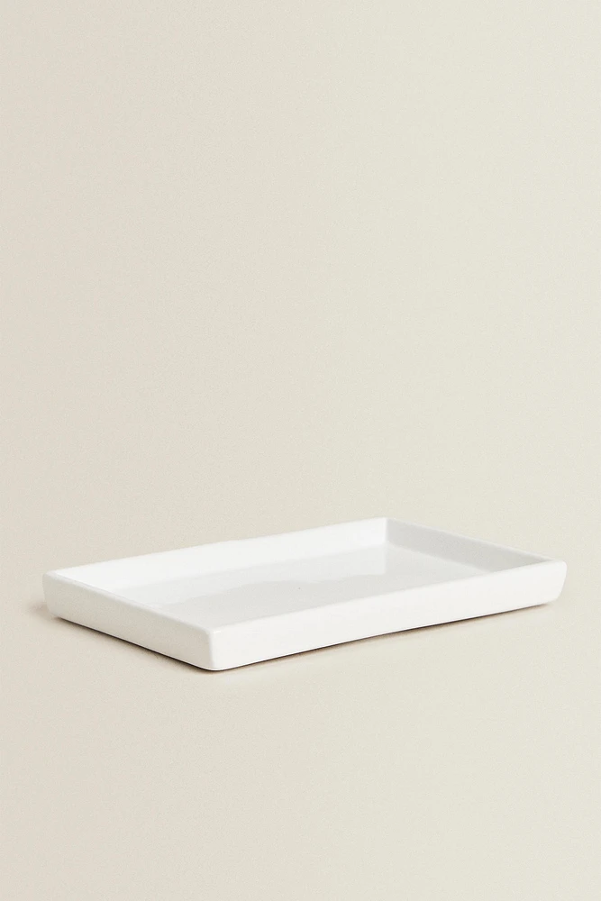 WHITE EARTHENWARE BATHROOM TRAY