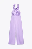 SATIN EFFECT HALTER JUMPSUIT