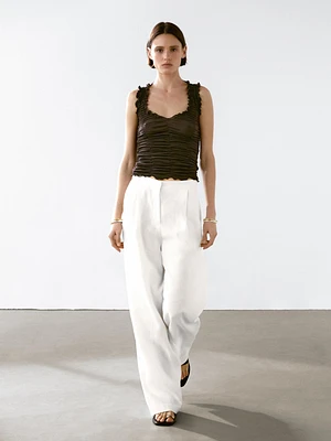 Creased-effect cotton top