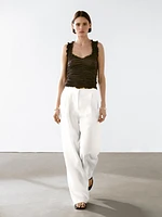 Creased-effect cotton top