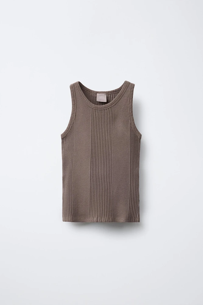 RIBBED LABEL TANK