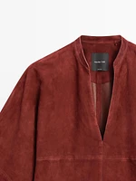 Chemise large en cuir et daim