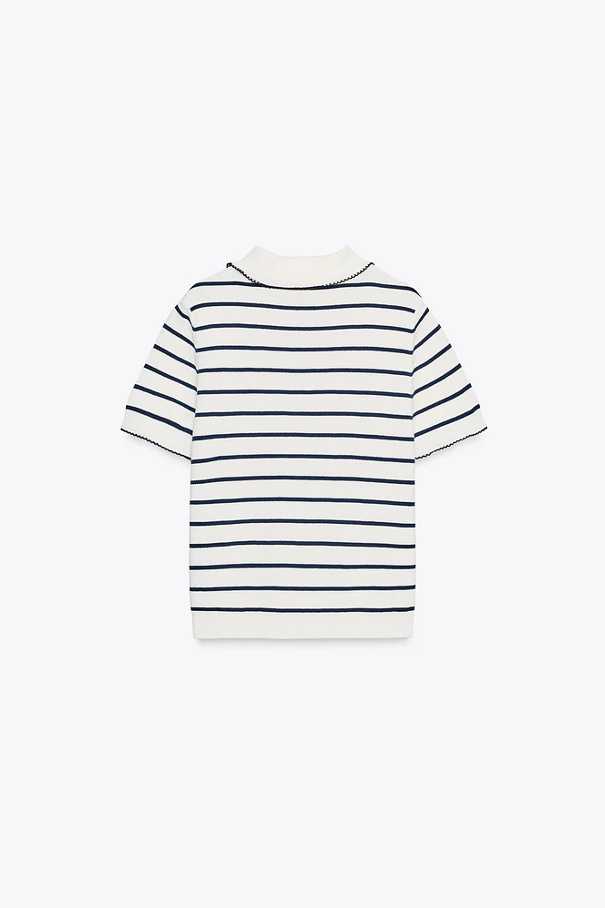 CONTRAST TRIM KNIT TOP