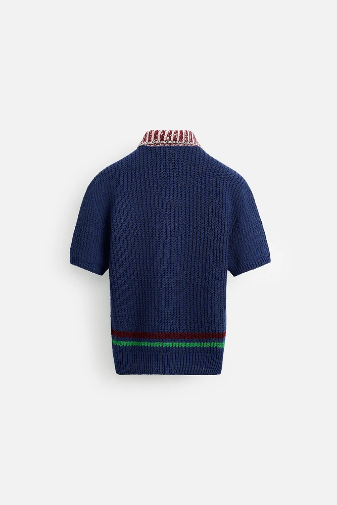 POLO EN MAILLE STRUCTURE CONTRASTE