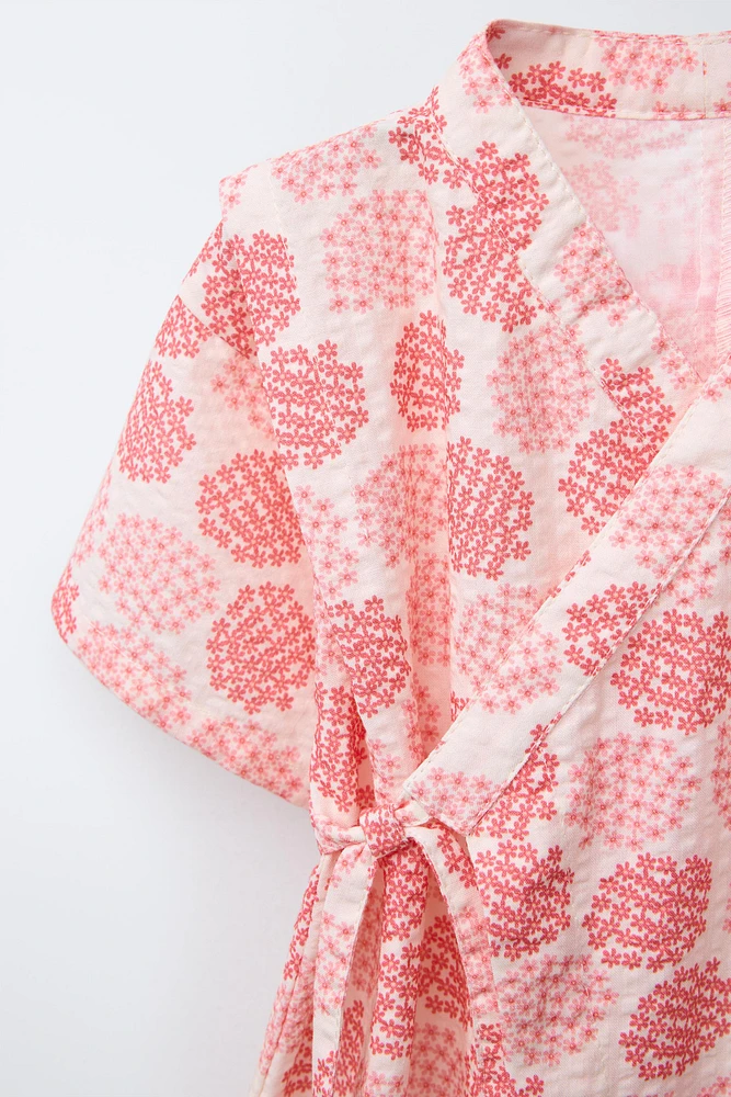 1-9 MOIS/ BARBOTEUSE KIMONO IMPRIMÉE FLEURS
