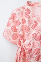 1-9 MOIS/ BARBOTEUSE KIMONO IMPRIMÉE FLEURS