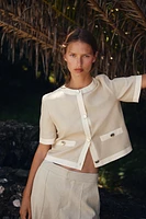 SHORT SLEEVE BLAZER WITH LINEN
