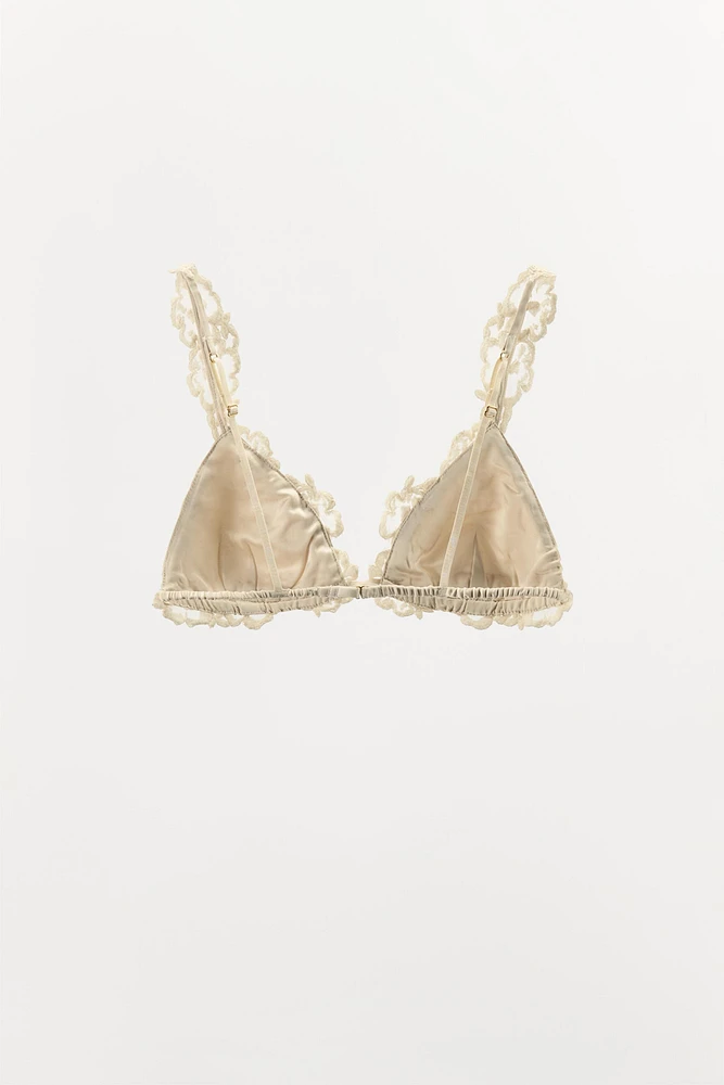 BEADED LACE TRIANGLE BRA